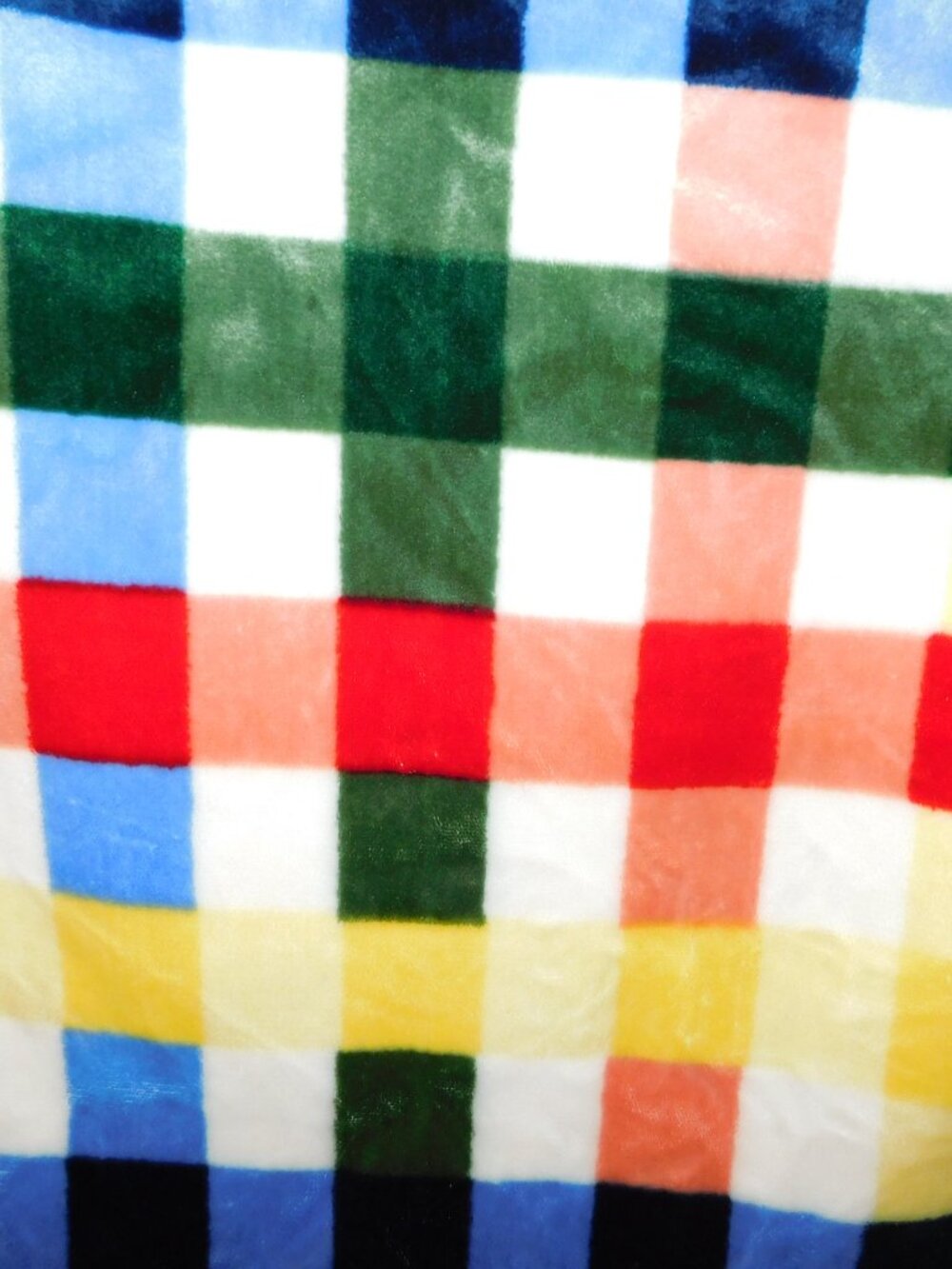 VTG Nemcor Multicolor Check Plaid Plush Fleece Baby Toddler Blanket 29" x 44" - Picture 3 of 6